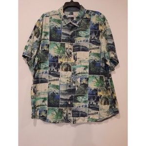 Tommy Bahama Mens Island Snapshot Short Sleeve Hawaiian Style Shirt Sz XL